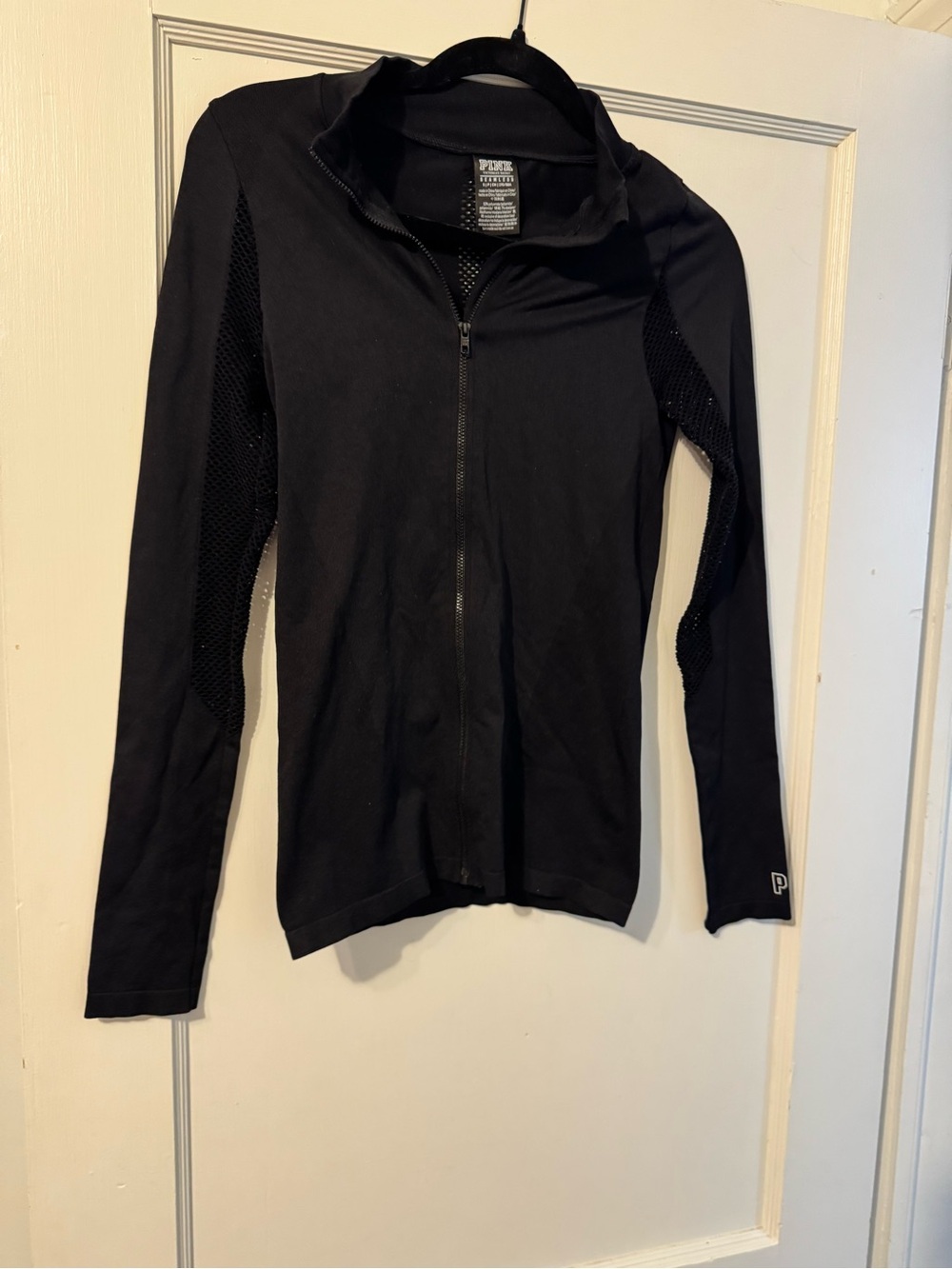 Victoria's Secret Black Zip Front Mesh-Panel Jacket